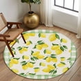 thumbnail image 2 of Round Rug 7Ft Washable Non-Slip, Summer Lemons Circle Area Rugs for Living Room Bedroom, Farmhouse Fruits Sage Green Buffalo Plaid Indoor Floor Mats Carpet Runner for Home Decor Aesthetic, 2 of 8