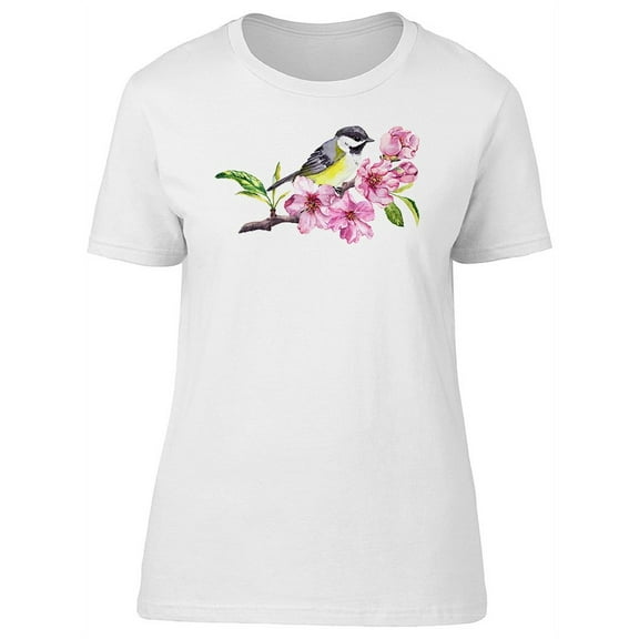 Cute Bird In Cherry Blossom T-Shirt Women -Image by Shutterstock, Female Small