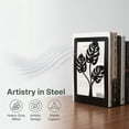 thumbnail image 3 of Unique Bargains Decorative Non-Skid Hollow-out Metal Bookends for Home Black Square 4.7"x3.5"x7", 3 of 6