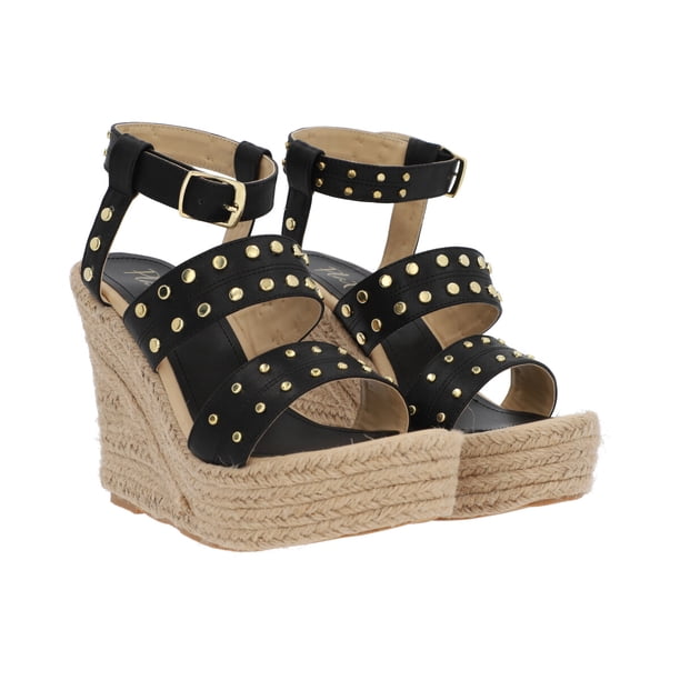 Sandalia De Plataforma Para Mujer Color Negro Con Estoperol Platonia JULIETA-01-NEGRO