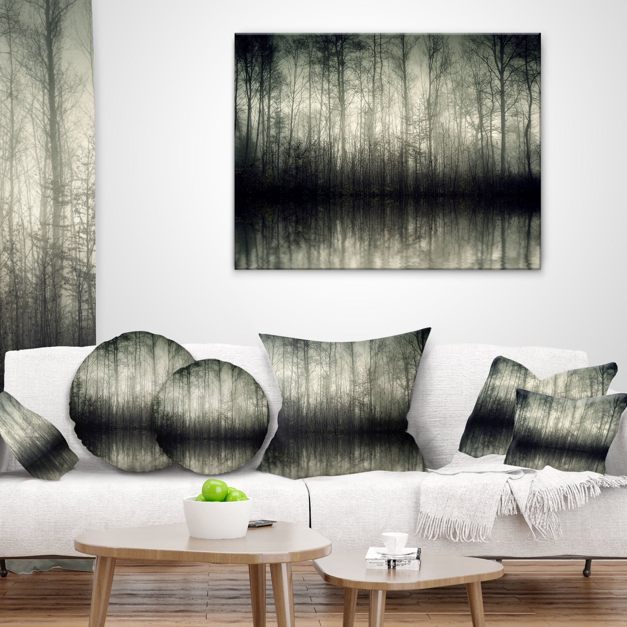 Designart Beautiful Gray Forest in Germany - Landscape Photography Throw Pillow - 16x16