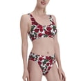 thumbnail image 2 of Haiem Rose Flowers Women's High Waisted Bikini Set Two Piece Bathing Suits High Cut Bikini Cut Out Swimsuits Scoop Neck Swimsuit-Small, 2 of 8