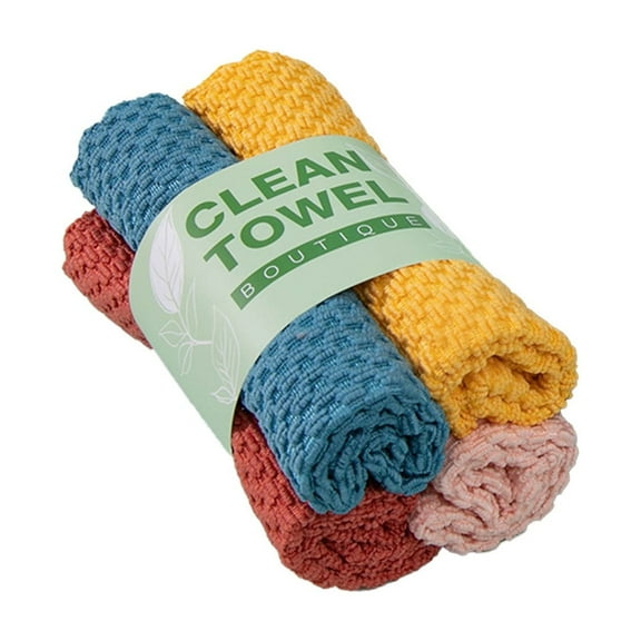 Fiber Cleaning Cloths, 4 Pack Assorted Color Cleaning Rags for Housekeeping Ultra Absorbent, Lint Free, Cleaning Towels Reusable and Washable, 12" x 12", Bathroom and Household Cleaning Supplies