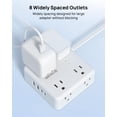 thumbnail image 3 of TROND Surge Protector Power Strip with USB, Ultra Thin Flat Plug 10ft Extension Cord 1625W, 2 USB C & 2 USB A, 8AC Outlets 1700J Surge Protection Wall Mount for Home Office Dorm Essentials, White, 3 of 6