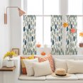 thumbnail image 4 of Navy Blue Pumpinks Sheer Curtains for Living Room Bedroom, Rustic Green Pumpink Maple Leaf Linen Texture Light Filtering Sheer Curtain Rod Pocket Voile Window Treaments Drapes, 52 x 45 Inches, 4 of 9