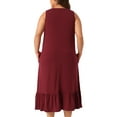 thumbnail image 4 of DARING DIVA Women's Plus Size Sleeveless Nightgown with Pockets 1X Wine Red, 4 of 6