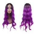 thumbnail image 6 of Unique Bargains Human Hair Wigs for Lady 28" Curly Wig with Wig Cap Bright Purple, 6 of 7