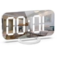 thumbnail image 2 of CNKOO Creative LED Digital Electronic Clock Dual USB Output Inductive Dimming Mirror Clock for Bedroom Study - Black White, 2 of 2