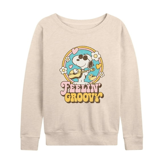 Peanuts - Feelin Groovy Snoopy And Woodstock - Women's Lightweight French Terry Long Sleeve Shirt
