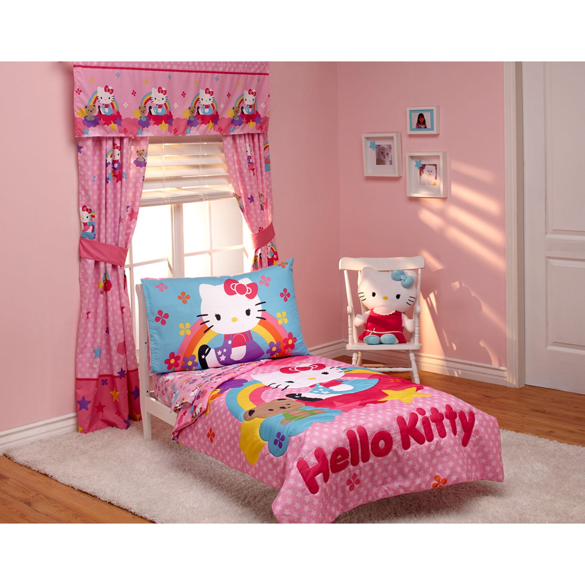 Hello Kitty Stars Rainbows 4 Piece Toddler Bedding Set Walmart