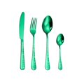 thumbnail image 1 of 4Pcs/Set Exquisite Cutlery Set Corrosion Resistant Stainless Steel Smooth Edge Safe Use Scoop Fork,Green A, 1 of 8