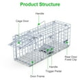 thumbnail image 3 of Moclever 2Pcs Humane Live Rodent Trap Cage, Galvanized Iron Foldable Rat Trap Cage with Detachable L Shaped Rod for Kitchen Garden Warehouse, 16x5.2x6in, 3 of 11