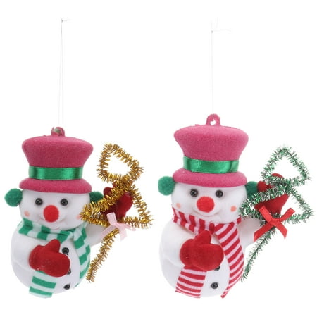 

NUOLUX 2pcs Christmas Snowman Ornaments Xmas Tree Hanging Pendants (Random Style)