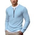 thumbnail image 2 of Aimik Men's Layered Quarter Zip Sweatshirt Ribbed Knit Contrast Collar Trim Soft Warm Smart Casual Golf Top, 2 of 6