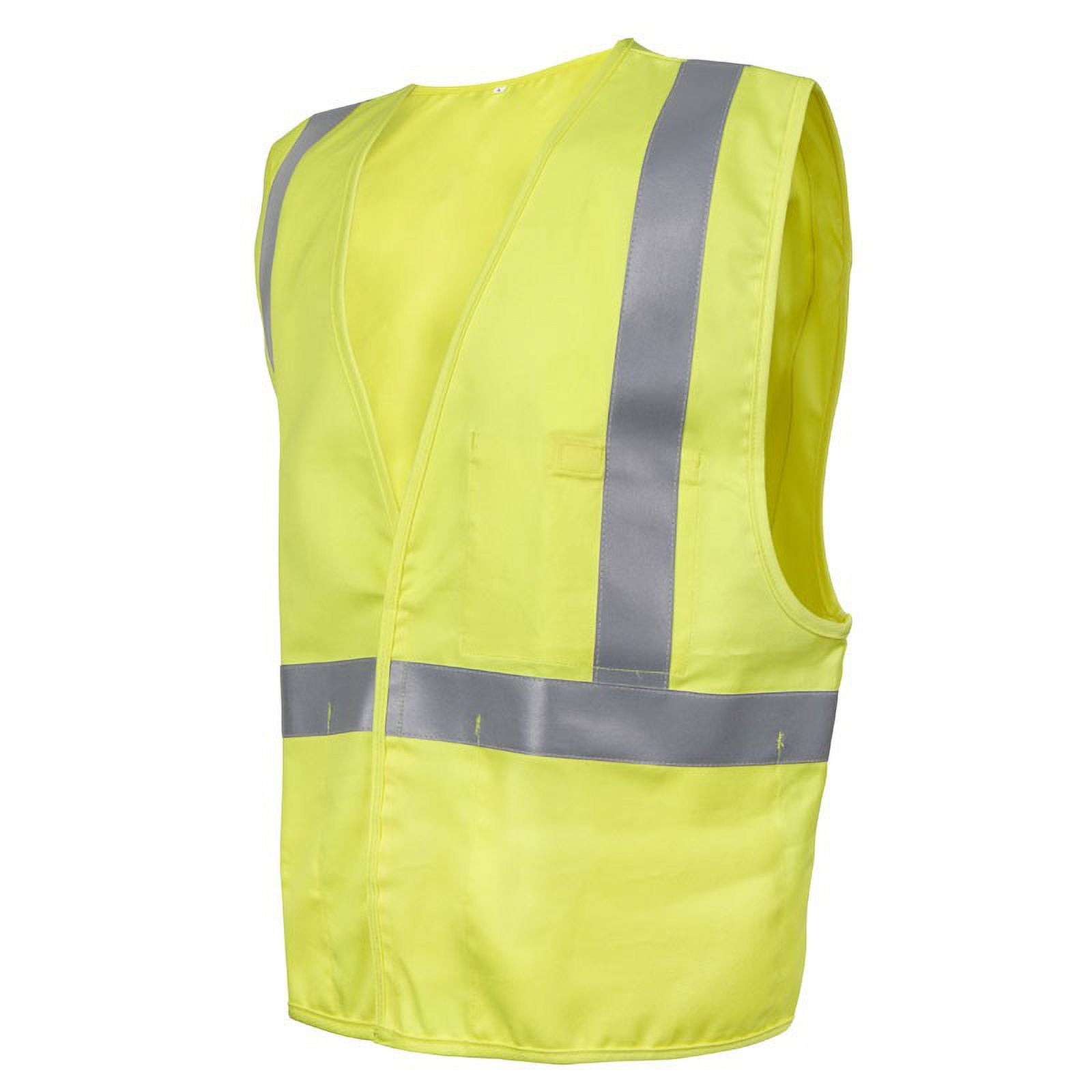Premium Solid ANSI Class 2 NFPA 70E ASTM1506 CAT 2 ARC rating 8.9 Cal/cm² Neon Safety Green FR Safety Vest with Pockets Size 2XL