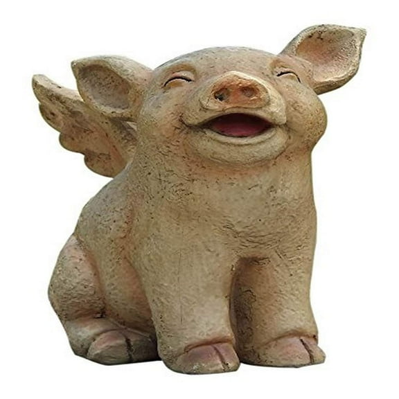 HI-LINE GIFT LTD. LAUGHING PIG WITH WINGS SITTING