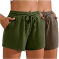 thumbnail image 1 of Plebaso 2 Pack Womens Sweat Shorts Casual Drawstring Running High Waisted Athletic Shorts with Pockets, 1 of 6
