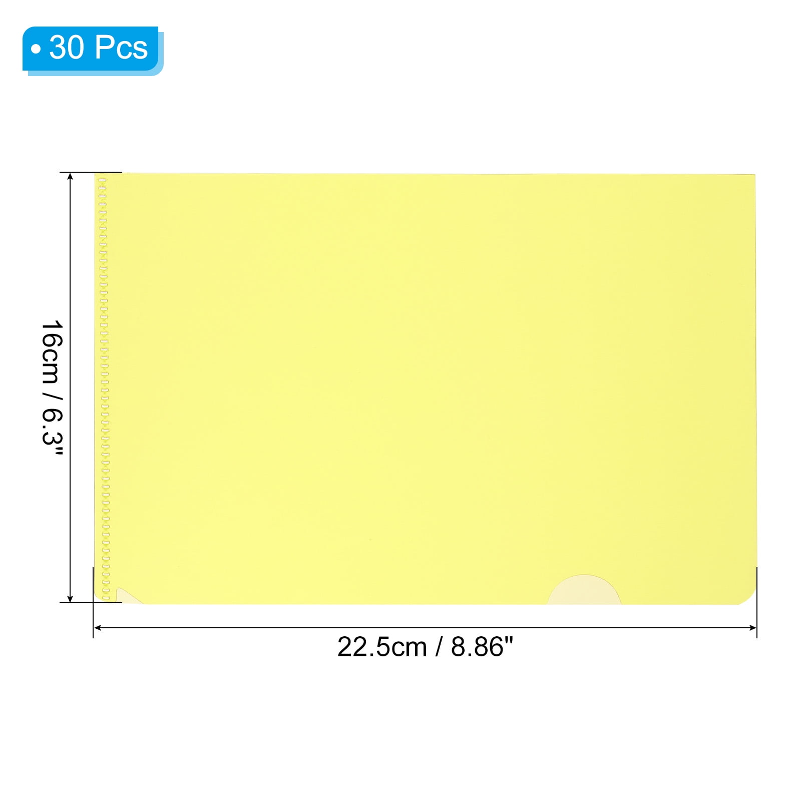 Uxcell L Type Folders 30 Pack A5 Plastic File Project Pockets Clear Paper Document Jacket Sleeves Yellow