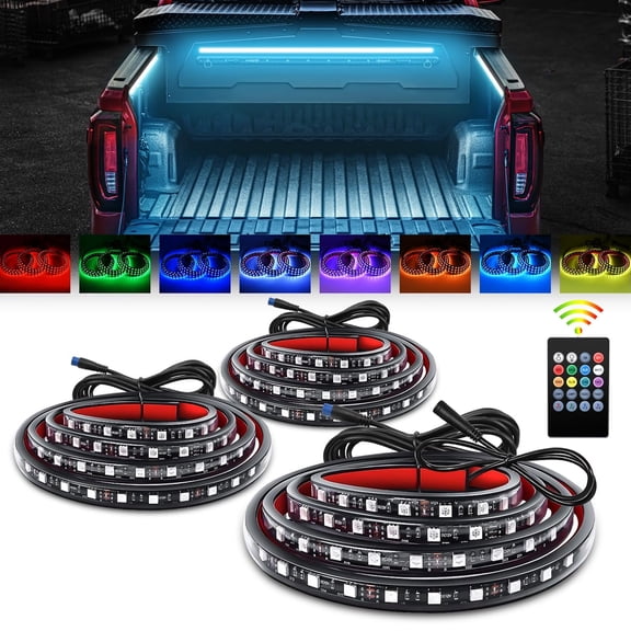 AUTOXBERT 3pcs 60"  Cargo Truck Bed Light Strip Neon Led Deck Lights  APP Control Wireless Remote for Pickup Car Van
