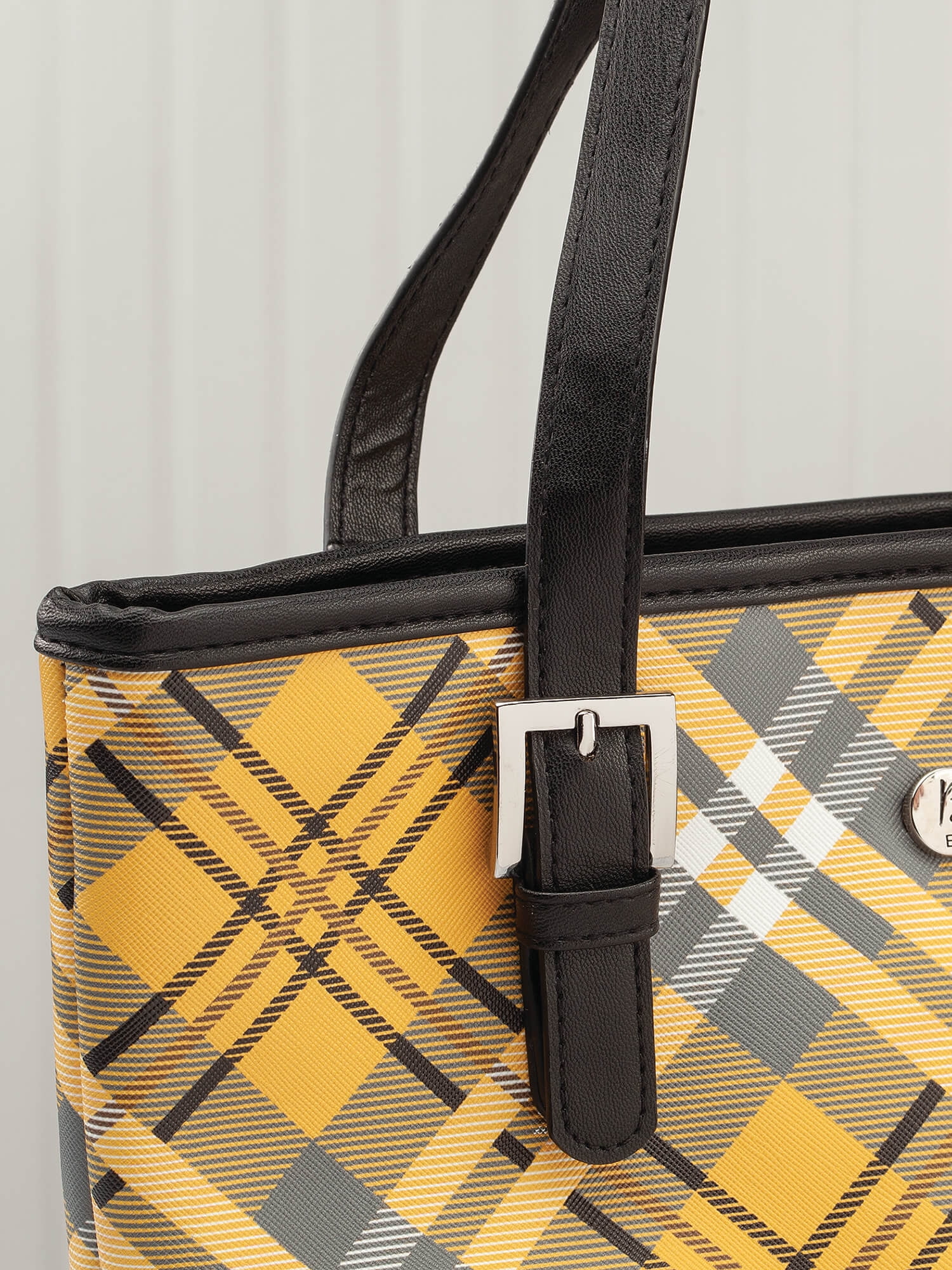 Yellow plaid purse store