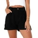thumbnail image 1 of Pantalones cortos de mujer de cintura media de color puro suave transpirable pantalones cortos sueltos para citas trabajo, 1 of 5
