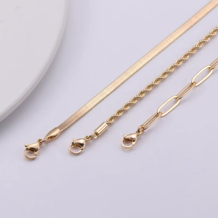Gold Chain Necklace Waterproof Necklace Gold Necklace Women Choker Necklace  Paperclip Chain Twist Rope Chain Curb Link Chain 