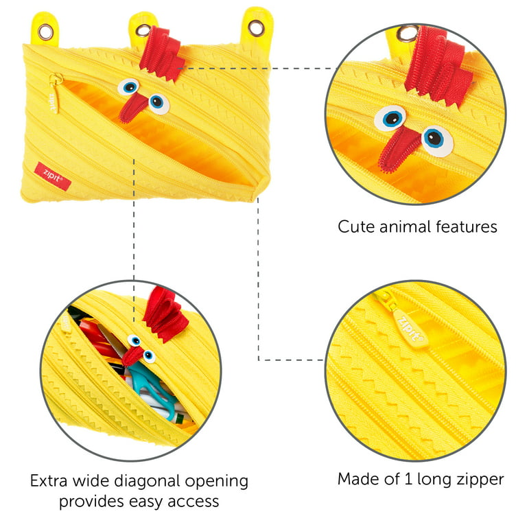 ZIPIT Impact 3-Ring Binder Pencil Pouch for Boys, Large Capacity Pen Case,  Zipper Closure (Blue) 