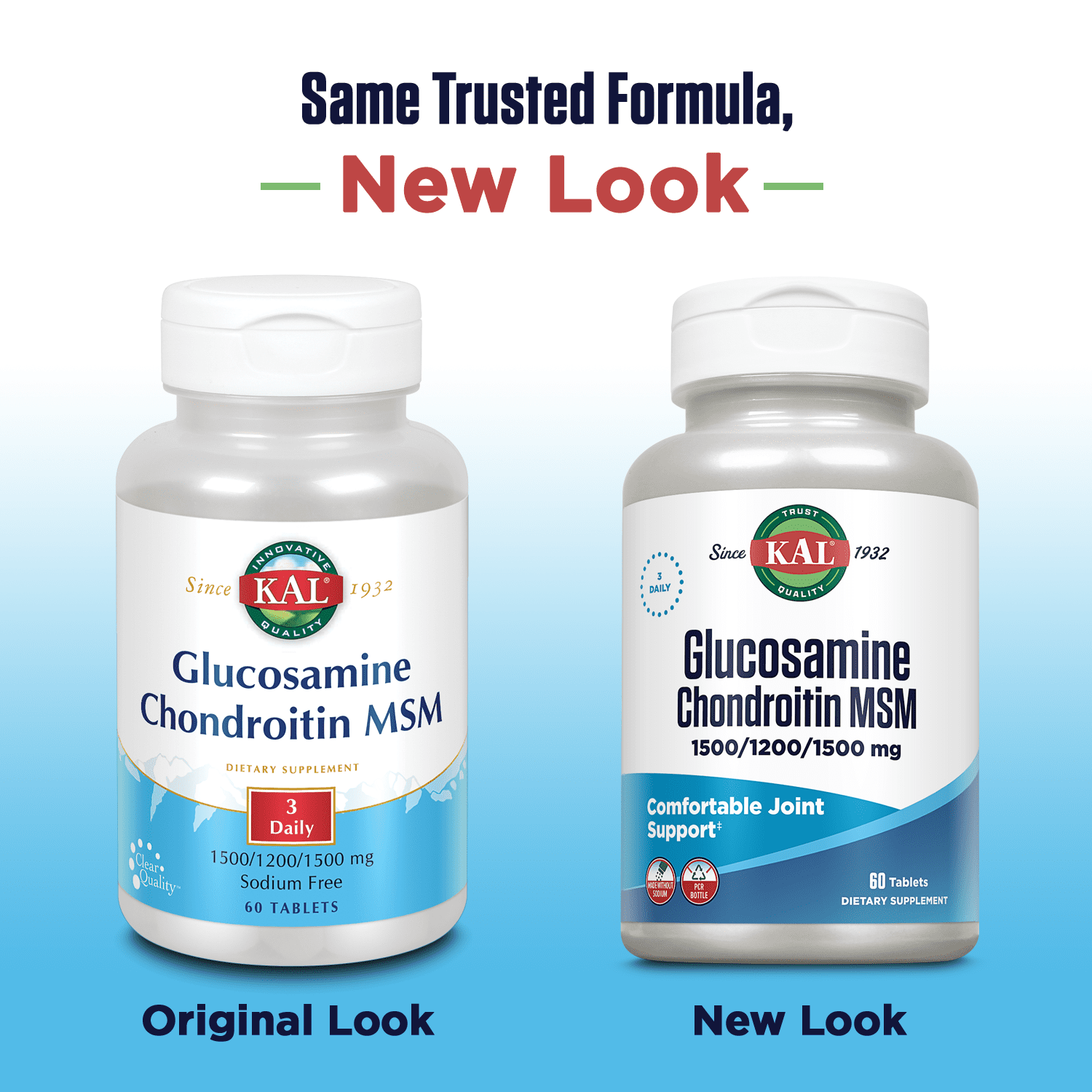 KAL Glucosamine Chondroitin MSM | Healthy Joint & Connective Tissue Support | Includes Antioxidant Vitamin C | Rapid Disintegration | 60 Tablets