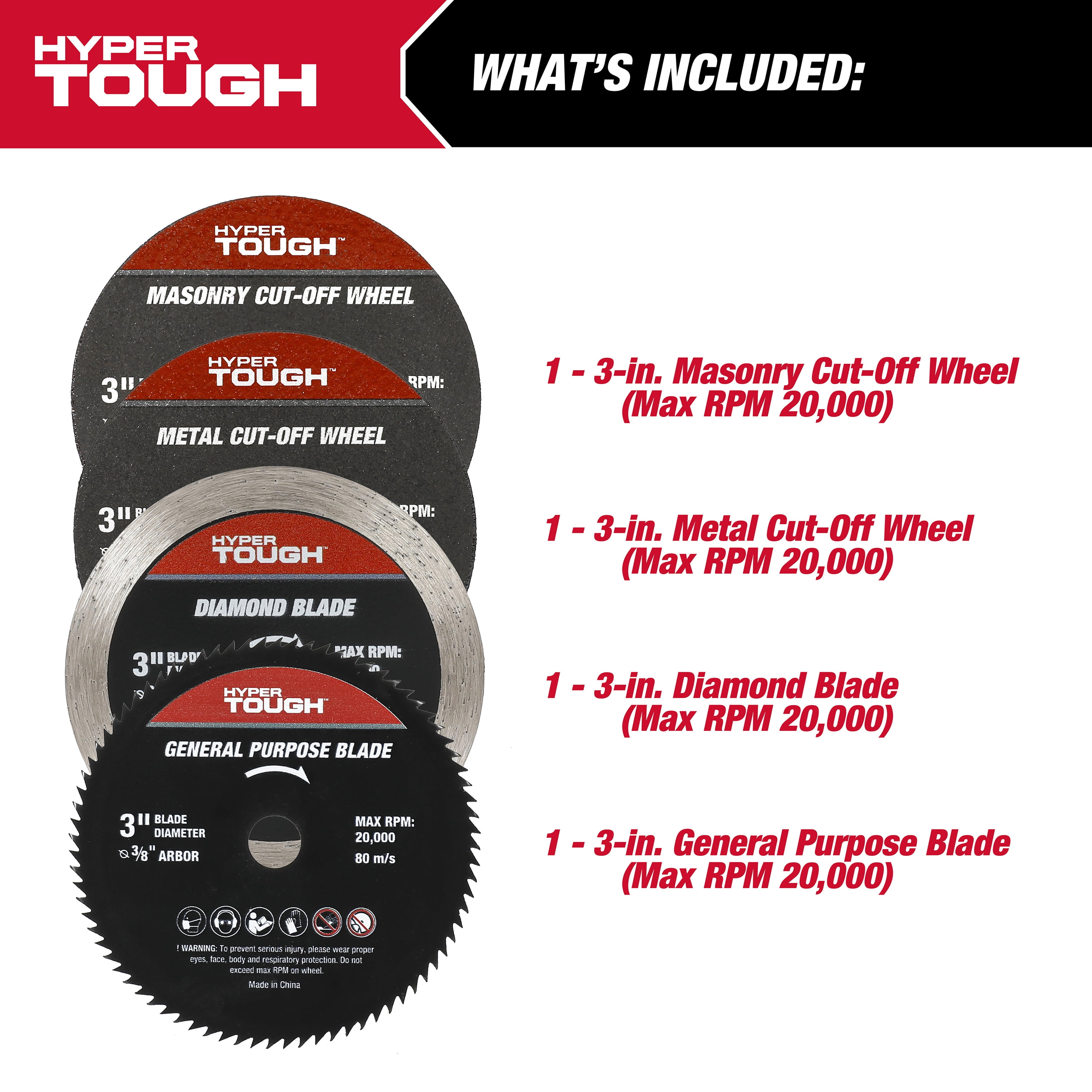 Hyper Tough 4-Pack, 3-inch Aluminum Cut-off Discs, 43230