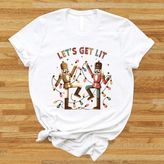 DeliFri Retro Christmas Nutcracker Shirt, Let's Get Lit T-Shirt, Christmas Light Tee,Merry Christmas T Shirt, Season Gift,Christmas Party