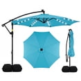thumbnail image 1 of Costway 10 FT Solar Offset Hanging Umbrella Patio Cantilever Umbrella with 32 LED Lights Turquoise, 1 of 10