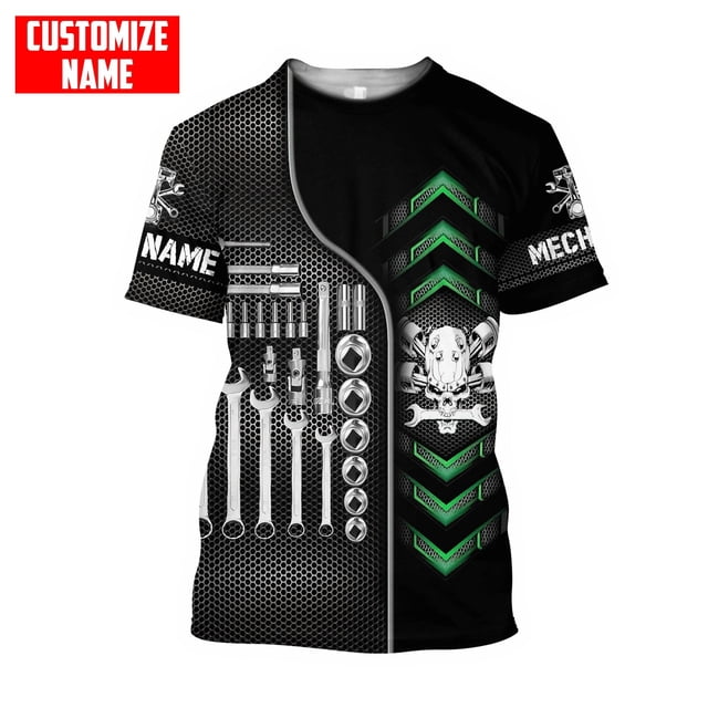 Camiseta de moda de verano para hombre, camisa con nombre personalizado mecánico en 3D, estampado en toda la prenda, informal, deportiva, DW47, 2022Adult size XXXL Gao Jinjia LED