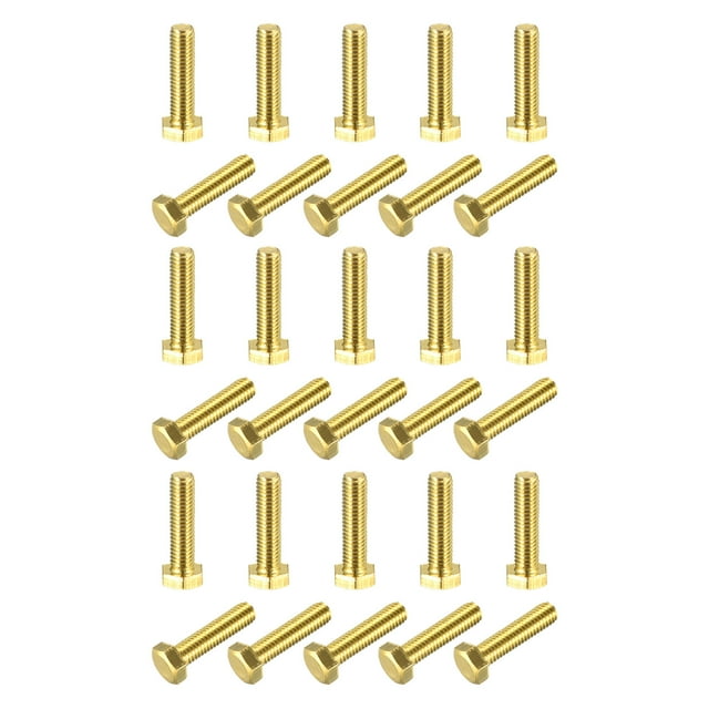 Unique Bargains Brass Hex Bolts, M5x20mm 30 Pack Fully Thread Grade 4.8 Machine Screws