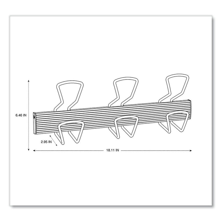 Wall-Mount Coat Hooks, 18.11 x 2.95 x 6.45, Metal, Silver, 22 lb Capacity Wall-Mount Coat Hooks, 18.11 x 2.95 x 6.45, Metal, Silver, 22 lb Capacity