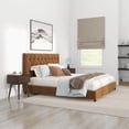 thumbnail image 2 of Elda Mid Century Modern Cognac Tan Velvet Upholstered King Platform Bed, 2 of 3