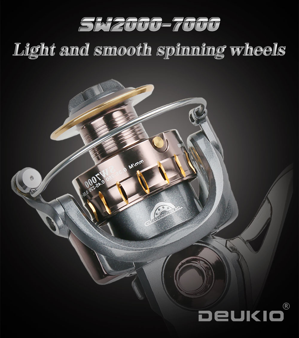 DEUKIO Spinning Reel SW2000-7000 Metal Bearing 4+1BB Metal Body Rocker Grip High Quality Fishing Reel Saltwater Freshwater
