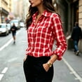 thumbnail image 5 of cocolona Womens Classic Shirts Plaid Color Block Long Sleeve Blouses Collared Button Down Business Work Tops Fall Outfits, 5 of 7