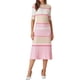 thumbnail image 2 of INSPIRE CHIC Vestidos de punto a rayas para mujer, vestido de suéter midi de manga corta, color rosa, 2 of 6