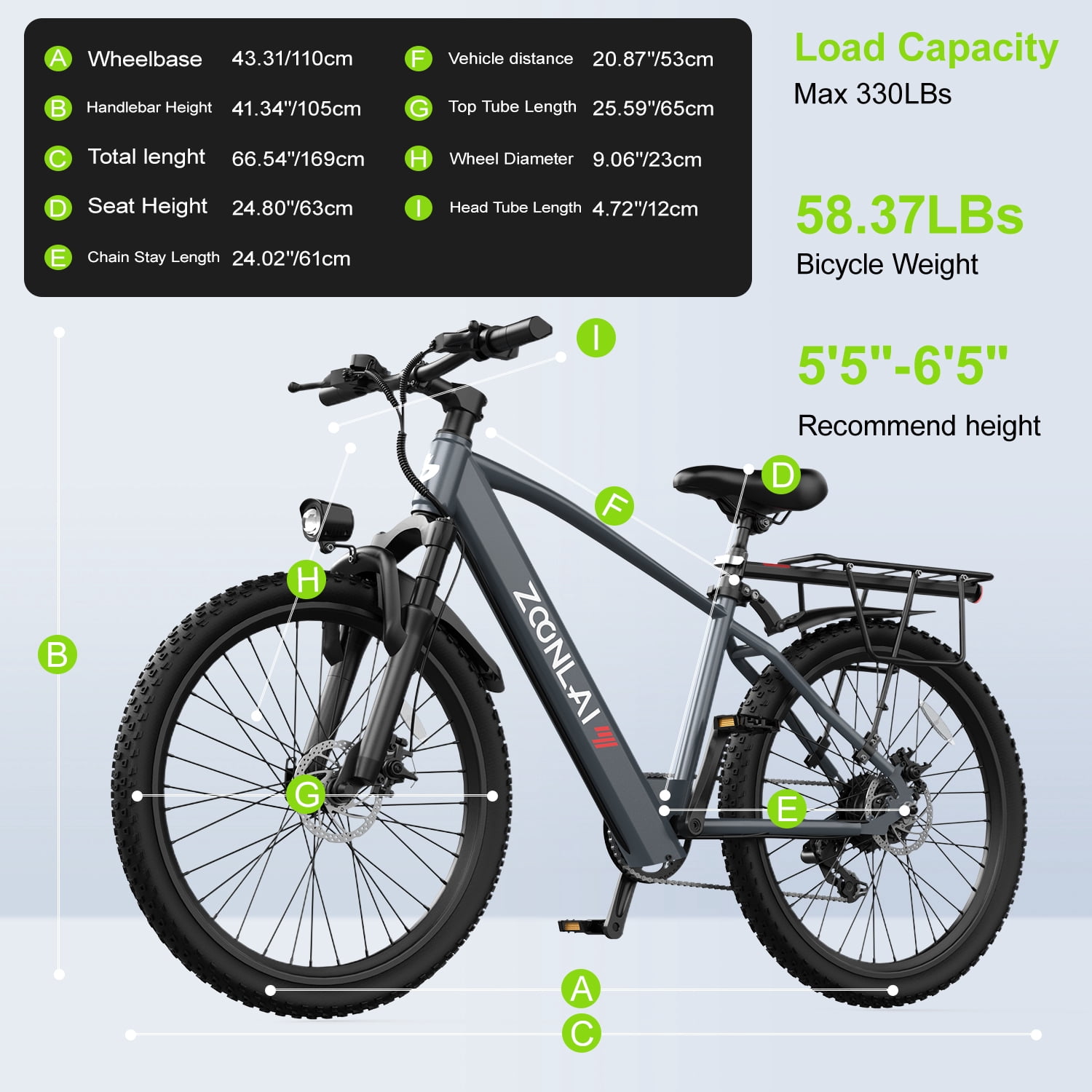 Zoonlai L26 Electric Bike for Adults, Peak 750W, 36V 13AH Battery, Up to 40 Miles Commuting Electric Mountain Bike, 26-Inch wheels, 7-Speed, UL2849