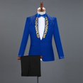 thumbnail image 1 of Disfraz de hombre adulto con cuello alto y lentejuelas, disfraz de cantante, presentador, coro de escenario, traje de hombre, 1 of 6