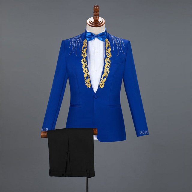 Disfraz de hombre adulto con cuello alto y lentejuelas, disfraz de cantante, presentador, coro de escenario, traje de hombre