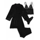 thumbnail image 3 of Conjunto De Pijama De 4 Piezas Para Mujer Con Ribete De Enca, 3 of 5