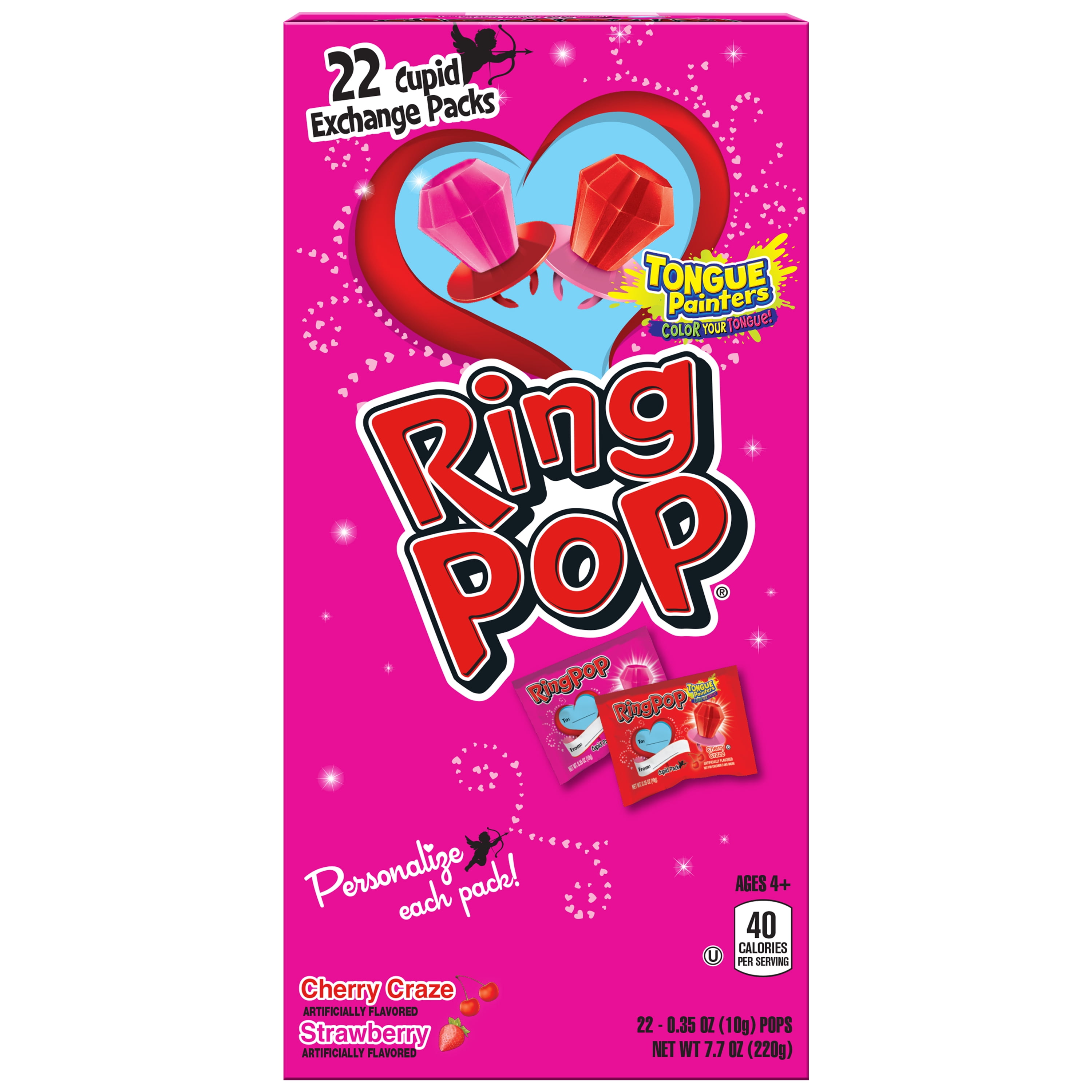 Ring Pop Valentines Cherry Craze And Strawberry Pops 0 35 Oz 22 Count