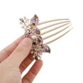 thumbnail image 3 of Ofertas Únicas 1 Pc Peine de Inserción para Mujeres con Dos Flores para Cabello Lacio, Grueso, Ondulado y Rizado de Aleación con Rhinestones Morado, 3 of 3