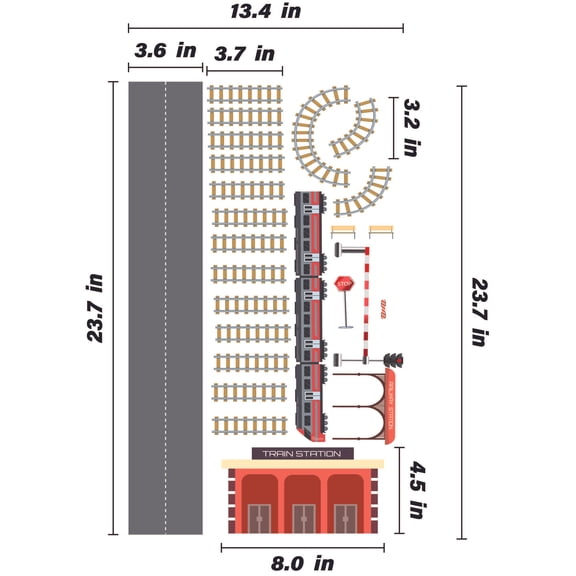 THE CITY - Kids Bedroom The City Train Station Vinyl Adhesive Wall Decal Sheet - DIY Stick And Peel Multicolored City Railway Commuter Train Waiting Shed Home Wall Decor Sticker 13.4" x 23.7"