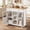 White, variant on 41" Mobile Farmhouse Storage Island,Rolling Kitchen Island with Drop Leaf - with 2 Glass Door Cabinets, 3 Open Shelves & 2 Drawers for Dining Room Gray