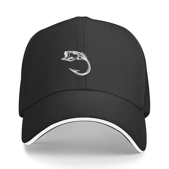 Hooked – Minimalist Fishing Flexfit Hat Print Baseball Cap Adjustable Strap for Running Workouts and Outdoor Activities All Seasons,Made In USA,Adult One Size Fits All