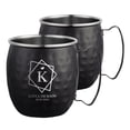 thumbnail image 1 of PERSONALIZED Stylish Bridesmaid Ultimate Gift: Custom Engraved Moscow Mule Mugs with Classic Round Rolled Rim and Sturdy Handle, Hammered Black Finish 16 oz, Set of 2, Geometric, 1 of 9