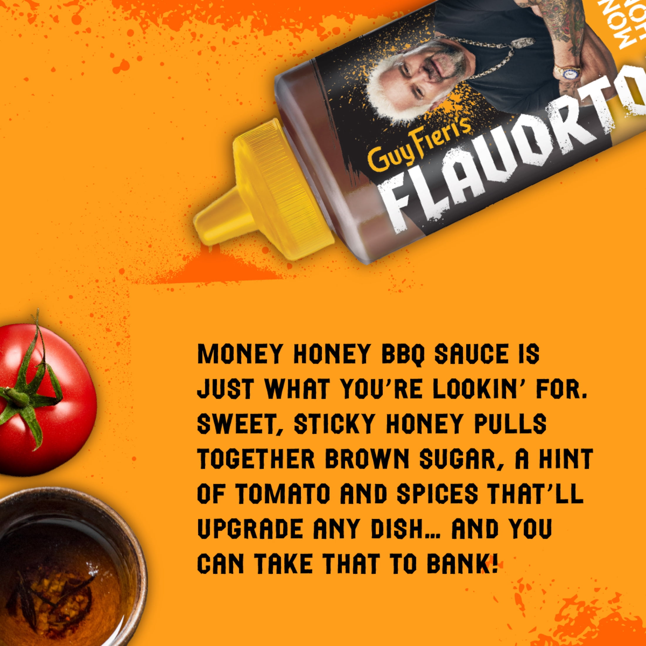 (3 pack) Guy Fieri Flavortown Money Honey BBQ Grilling Sauce, Sticky Glaze for Chicken Wings and Ribs, 14.5 oz