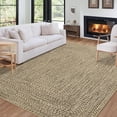 thumbnail image 1 of Large Area Rug 9x12ft – Washable Soft Non-Slip Low Pile Carpet with Braided Printed Design, Linen Brown – Stain-Resistant Rug for Living Room and Bedroom, 1 of 7